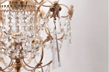 中古　海外製　幻想的なムード作りにぴったり!煌びやかな光を放つガラスドロップのテーブルランプ(スタンドライト、卓上照明)(R-047986)