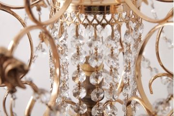 中古　海外製　幻想的なムード作りにぴったり!煌びやかな光を放つガラスドロップのテーブルランプ(スタンドライト、卓上照明)(R-047986)