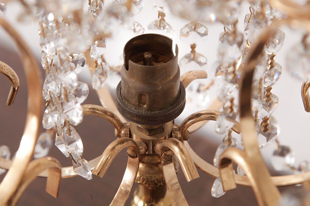 中古　海外製　幻想的なムード作りにぴったり!煌びやかな光を放つガラスドロップのテーブルランプ(スタンドライト、卓上照明)(R-047986)