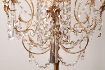 中古　海外製　幻想的なムード作りにぴったり!煌びやかな光を放つガラスドロップのテーブルランプ(スタンドライト、卓上照明)(R-047986)