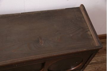 和製アンティーク　ガラスを入れて丸窓にリメイク!レトロで可愛らしいテレビ台(テレビボード、サイドボード、ローボード、丸窓付き)(R-047988)