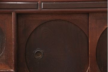 和製アンティーク　ガラスを入れて丸窓にリメイク!レトロで可愛らしいテレビ台(テレビボード、サイドボード、ローボード、丸窓付き)(R-047988)