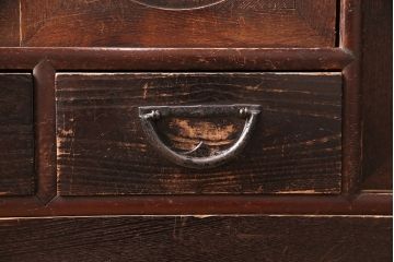 和製アンティーク　ガラスを入れて丸窓にリメイク!レトロで可愛らしいテレビ台(テレビボード、サイドボード、ローボード、丸窓付き)(R-047988)