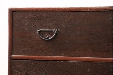 和製アンティーク　倹飩式扉が趣溢れる前面栓材製の箪笥ローボード(衣装箪笥、時代箪笥、チェスト、引き出し)(R-047990)