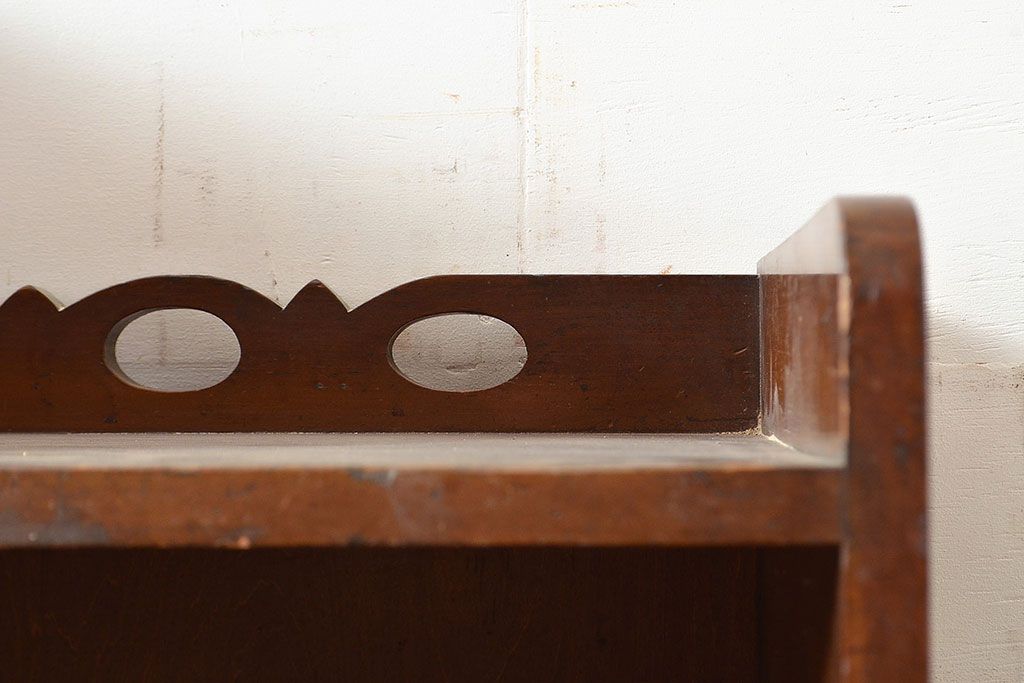 和製アンティーク　扉の意匠がおしゃれ!大正ロマン香るブックケース(本箱、収納棚、飾り棚、キャビネット)(R-047994)