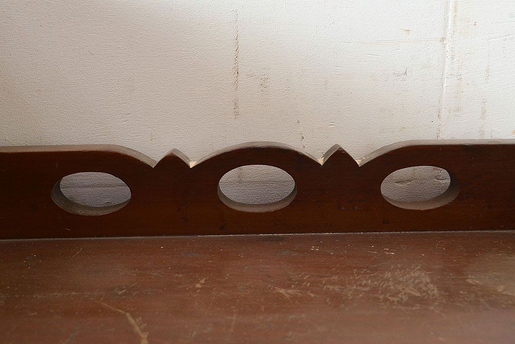 和製アンティーク　扉の意匠がおしゃれ!大正ロマン香るブックケース(本箱、収納棚、飾り棚、キャビネット)(R-047994)