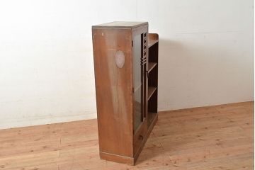 和製アンティーク　扉の意匠がおしゃれ!大正ロマン香るブックケース(本箱、収納棚、飾り棚、キャビネット)(R-047994)