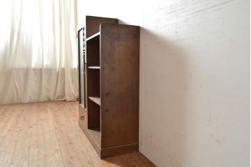 和製アンティーク　扉の意匠がおしゃれ!大正ロマン香るブックケース(本箱、収納棚、飾り棚、キャビネット)(R-047994)