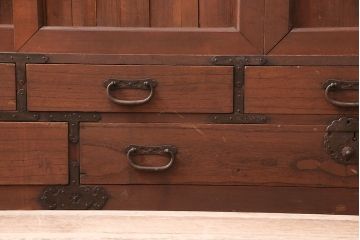 和製アンティーク　前面ヒノキ材・桐材　落ち着きのある和を演出するリビングボード(テレビ台、箪笥ローボード、サイドボード)(R-048000)