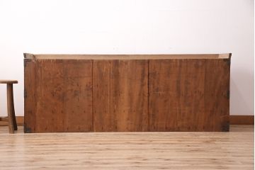和製アンティーク　独特な杢目が存在感抜群のカエデ材を前面に使用したリビングボード(テレビ台、箪笥ローボード、サイドボード)(R-048001)
