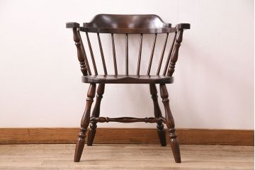 中古　松本民芸家具　背もたれが低いローバックタイプの#91型キャプテンチェア(アームチェア、椅子)(定価約11万円)(R-048009)