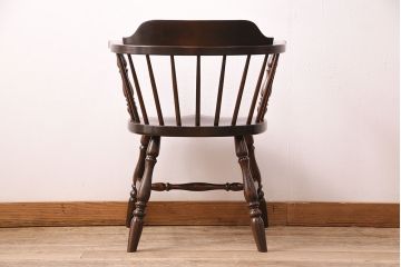 中古　松本民芸家具　背もたれが低いローバックタイプの#91型キャプテンチェア(アームチェア、椅子)(定価約11万円)(R-048009)