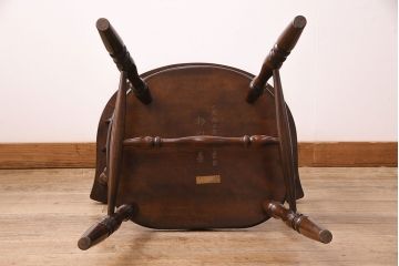 中古　松本民芸家具　背もたれが低いローバックタイプの#91型キャプテンチェア(アームチェア、椅子)(定価約11万円)(R-048009)