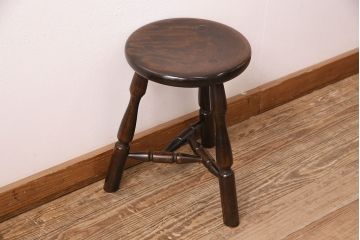 中古　松本民芸家具　花台としても活躍する温もりあふれる三脚スツール(椅子、花台)(R-048010)