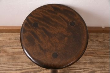 中古　松本民芸家具　花台としても活躍する温もりあふれる三脚スツール(椅子、花台)(R-048010)