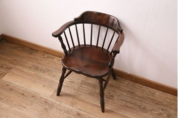 中古　松本民芸家具　背もたれが低いローバックタイプの#91型キャプテンチェア(アームチェア、椅子)(定価約11万円)(R-048013)