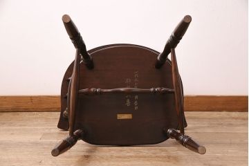 中古　松本民芸家具　背もたれが低いローバックタイプの#91型キャプテンチェア(アームチェア、椅子)(定価約11万円)(R-048013)