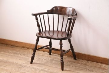 中古　松本民芸家具　背もたれが低いローバックタイプの#91型キャプテンチェア(アームチェア、椅子)(定価約11万円)(R-048013)
