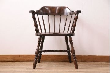 中古　松本民芸家具　背もたれが低いローバックタイプの#91型キャプテンチェア(アームチェア、椅子)(定価約11万円)(R-048013)