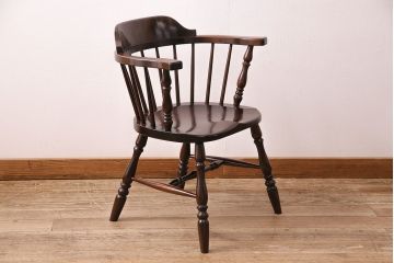 中古　松本民芸家具　背もたれが低いローバックタイプの#91型キャプテンチェア(アームチェア、椅子)(定価約11万円)(R-048013)