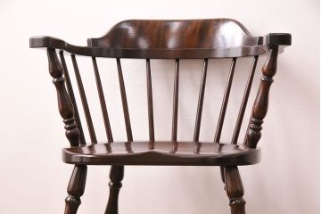 中古　松本民芸家具　背もたれが低いローバックタイプの#91型キャプテンチェア(アームチェア、椅子)(定価約11万円)(R-048013)