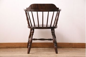 中古　松本民芸家具　背もたれが低いローバックタイプの#91型キャプテンチェア(アームチェア、椅子)(定価約11万円)(R-048013)