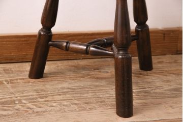 中古　松本民芸家具　花台としても活躍する温もりあふれる三脚スツール(椅子、花台)(R-048014)
