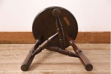 中古　松本民芸家具　花台としても活躍する温もりあふれる三脚スツール(椅子、花台)(R-048014)