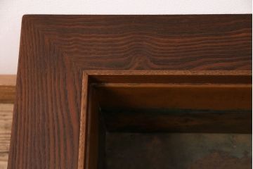 和製アンティーク　指物工芸家具　天板桑材・本体杉材　浮造り仕上げが上質な和の雰囲気を高める木製角火鉢(囲炉裏)(R-048015)