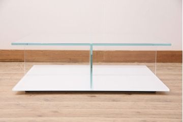 中古　Cassina(カッシーナ)　269MEX　メックスローテーブル　スクエアタイプ(定価約21万円)(ガラステーブル)(R-048017)