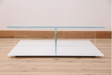 中古　Cassina(カッシーナ)　269MEX　メックスローテーブル　スクエアタイプ(定価約21万円)(ガラステーブル)(R-048017)