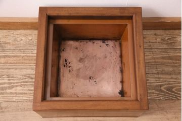 中古　指物家具　桑材　趣のある和の雰囲気作りにおすすめな角火鉢(木製火鉢、茶道具、箱火鉢)(R-048019)