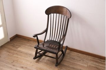 中古　希少　絶版品　松本民芸家具　やすらぎのひとときにおすすめなG型ロッキングチェア(定価約47万円)(椅子、揺り椅子、アームチェア)(R-048020)