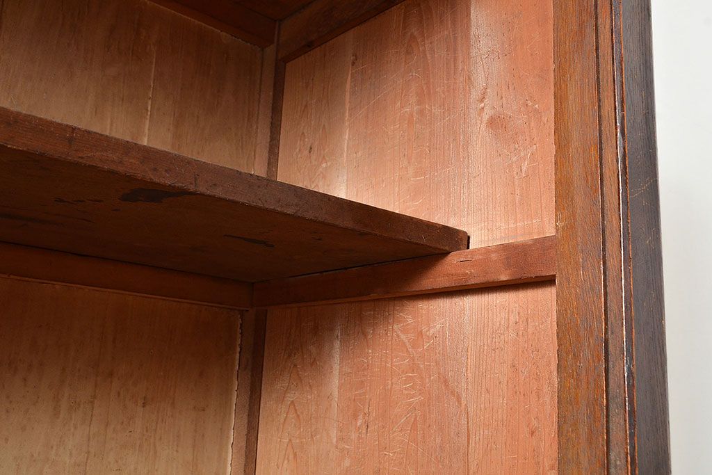 和製アンティーク　大正ロマン香る佇まいが魅力的な栓材製重ね戸棚(キャビネット、食器棚、収納棚)(R-048021)