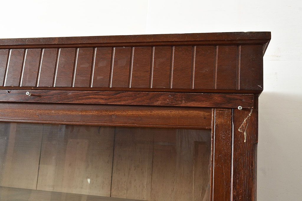 和製アンティーク　大正ロマン香る佇まいが魅力的な栓材製重ね戸棚(キャビネット、食器棚、収納棚)(R-048021)