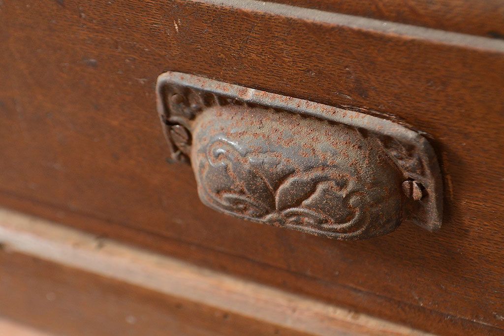 和製アンティーク　大正ロマン香る佇まいが魅力的な栓材製重ね戸棚(キャビネット、食器棚、収納棚)(R-048021)