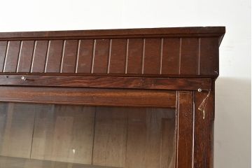 和製アンティーク　大正ロマン香る佇まいが魅力的な栓材製収納棚(キャビネット、食器棚、ガラス戸棚、サイドボード)(R-048022)