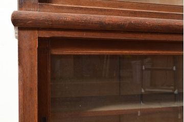 和製アンティーク　大正ロマン香る佇まいが魅力的な栓材製収納棚(キャビネット、食器棚、ガラス戸棚、リビングボード)(R-048023)