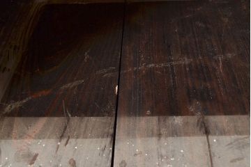 和製アンティーク　前面ヒノキ材　味のある木の風合いが魅力のレトロな重ね戸棚(キャビネット、ガラスケース、収納棚)(R-048024)