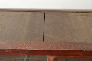 和製アンティーク　前面ヒノキ材　味のある木の風合いが魅力のレトロな重ね戸棚(キャビネット、ガラスケース、収納棚)(R-048024)