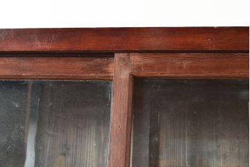 和製アンティーク　前面ヒノキ材　味のある木の風合いが魅力のレトロな重ね戸棚(キャビネット、ガラスケース、収納棚)(R-048024)