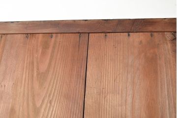 和製アンティーク　前面ヒノキ材　味のある木の風合いが魅力のレトロな重ね戸棚(キャビネット、ガラスケース、収納棚)(R-048024)