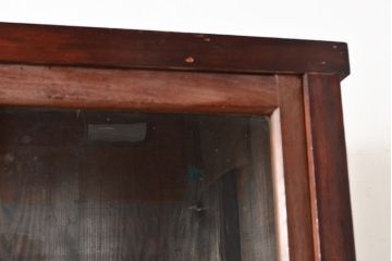 和製アンティーク　前面ヒノキ材　味のある木の風合いが魅力のレトロなガラス戸棚(キャビネット、ガラスケース、収納棚、サイドボード)(R-048025)