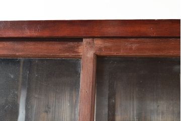 和製アンティーク　前面ヒノキ材　味のある木の風合いが魅力のレトロなガラス戸棚(キャビネット、ガラスケース、収納棚、サイドボード)(R-048025)