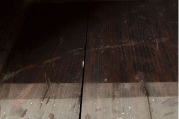 和製アンティーク　前面ヒノキ材　味のある木の風合いが魅力のレトロなガラス戸棚(キャビネット、ガラスケース、収納棚、サイドボード)(R-048026)