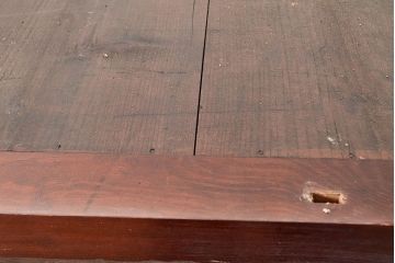 和製アンティーク　前面ヒノキ材　味のある木の風合いが魅力のレトロなガラス戸棚(キャビネット、ガラスケース、収納棚、サイドボード)(R-048026)