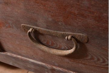 和製アンティーク　前面ヒノキ材　味のある木の風合いが魅力のレトロなガラス戸棚(キャビネット、ガラスケース、収納棚、サイドボード)(R-048026)
