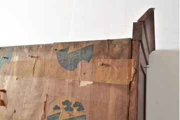 和製アンティーク　象嵌細工入り　大正ロマンにおすすめ!深みのある木色が素敵な重ね戸棚(キャビネット、ガラスケース、収納棚)(R-048027)