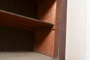 和製アンティーク　象嵌細工入り　大正ロマンにおすすめ!深みのある木色が素敵な重ね戸棚(キャビネット、ガラスケース、収納棚)(R-048027)