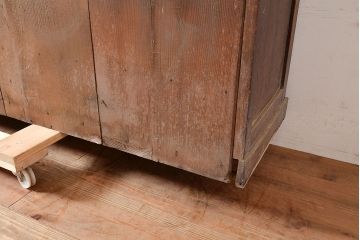 和製アンティーク　象嵌細工入り　大正ロマンにおすすめ!深みのある木色が素敵な重ね戸棚(キャビネット、ガラスケース、収納棚)(R-048027)